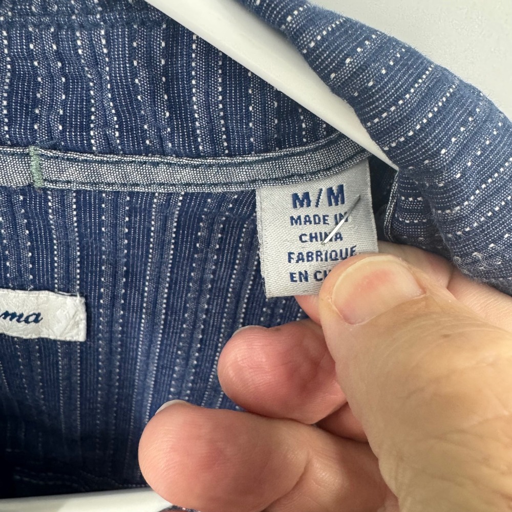 Tommy Bahama Mens Blue White Striped Dobby Cotton Long Sleeve Button Down  M - Picture 5 of 10